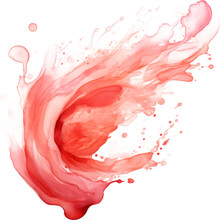 Red Splash Paint Stain  On Transparent Background.