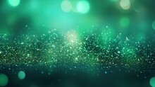  A Blurry Image Of A Green And Blue Background With Small Stars.  Generative Ai