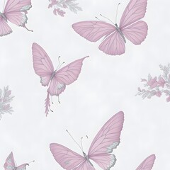 Canvas Print - pattern with butterflies, wallpaper, fabric, AI generated 