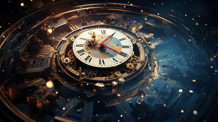 Wall Mural - space and time clock destroying galaxy, generative ai