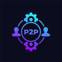 Wall Mural - p2p, peer-to-peer icon on dark