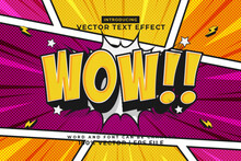 Editable Text Effect Wow 3d Cartoon Template Comic Style Premium Vector