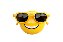 Cool Smiley 3D Icon With Sunglasses, White Isolated Background PNG