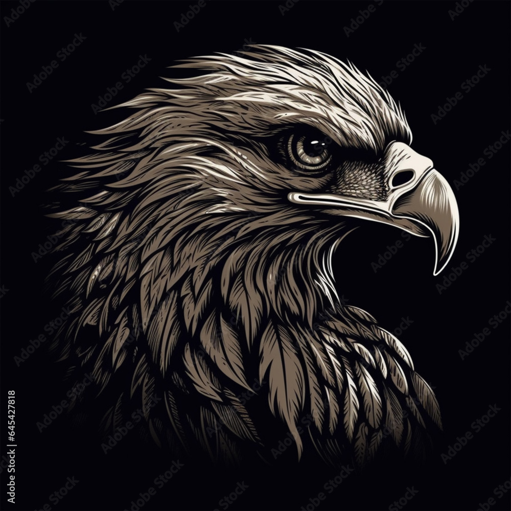 bald eagle in black and white Stock Illustration | Adobe Stock
