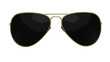 Black aviator sunglasses in golden frame isolated on white and transparent background. Glasses concept. 3D render