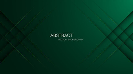 Fototapete - Abstract dark green background with green glowing lines, free space for design.
