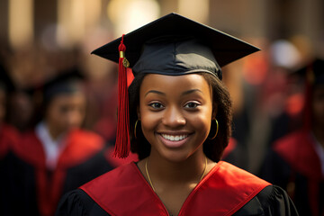 Picture of a charming beautiful happy student celebrating university graduation generative ai concept