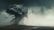 © Mrsabata - trees blown by strong winds approaching  tornado, generative ai