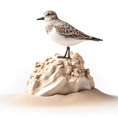 Wall Mural - Sanderling bird isolated on white background.