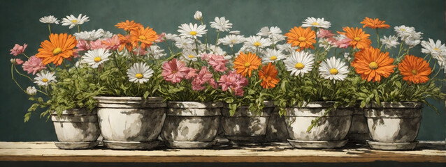 Wall Mural - flower nature garden botany daisy bloom pot