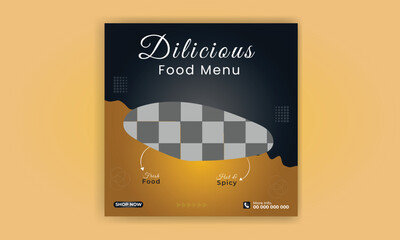 Wall Mural - Fast food restaurant business marketing social media post or web banner template design.