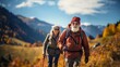 © carballo - senior couple hiking outdoors in autumn