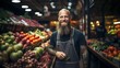 © carballo - fruit shop worker looking at camera smiling