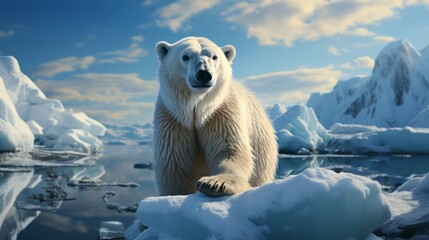 Wall Mural - polar bear in the arctic with melting climate change