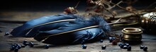 A Black Feather, A Golden Bottle And Some Blue Beads, AI