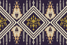 Geometric Ethnic Aztec Embroidery Style.Figure Ikat Oriental Traditional Art Pattern.Design For Ethnic Background,wallpaper,fashion,clothing,wrapping,fabric,element,sarong,graphic,vector Illustration.