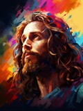 Fototapeta Nowy Jork - Jesus in Artistic Colorful Splendor