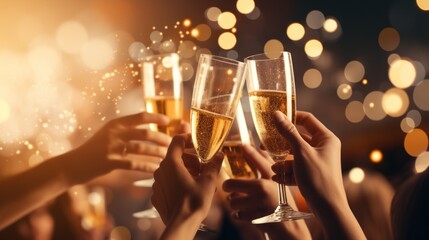 People Holding Glasses of Champagne, Celebrating Reveillon