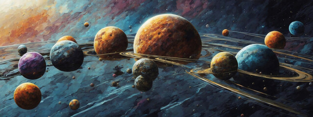 Wall Mural - abstract planets and space background