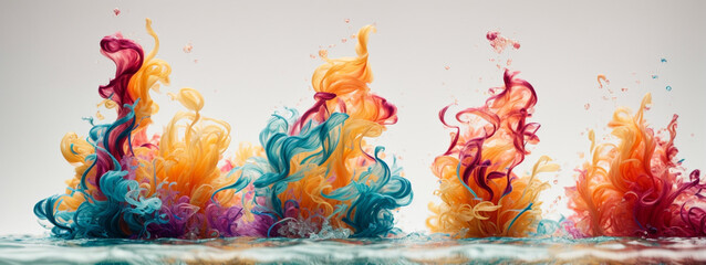 Wall Mural - Colorful ink in water