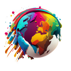 Canvas Print - Colorful drawing of the earth on a transparent background.