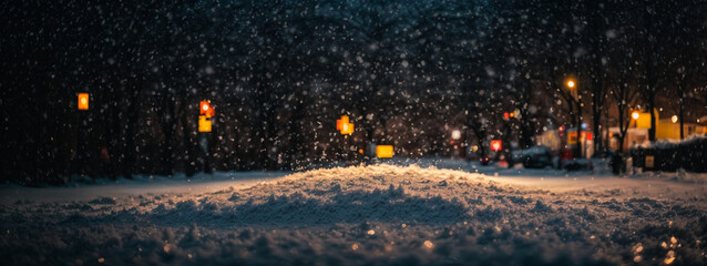 Wall Mural - Falling Snow down On The Black Background.