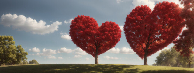 Poster - Red heart shaped tree