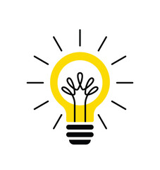 Poster - Light bulb, creative logo vector illustration. Mix electric lamp and