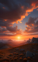 Wall Mural - Beautiful sunset landscape background.