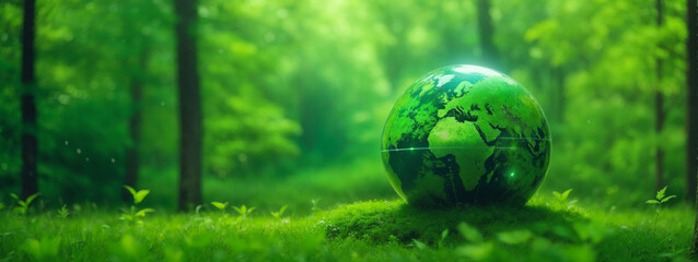 Green Globe On Moss, Environmental Concept