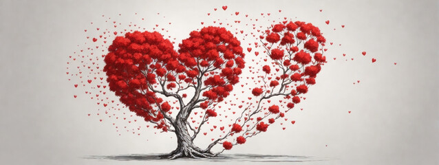 Poster - Red heart shaped tree