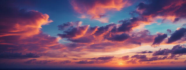 Canvas Print - Background of colorful sky concept: Dramatic sunset with twilight color sky and clouds