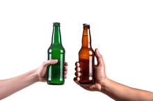 Side View Holding A Beer Bottle, Green Beer Bottle Holding, Brown Beer Bottle Holding On A Transparent Background