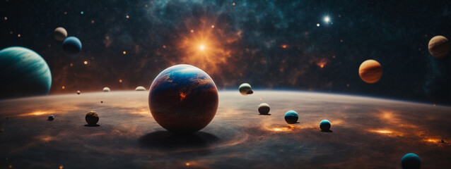 Wall Mural - abstract planets and space background