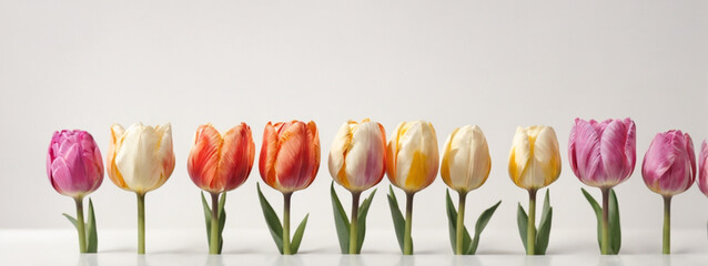 Wall Mural - Spring tulip flowers in a row