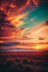 Canvas Print - Background of colorful sky concept: Dramatic sunset with twilight color sky and clouds