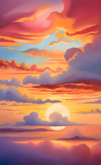 Wall Mural - Beautiful sunset illustration.