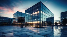 Captivating Image Of A Modern Office Building With A Sleek Glass Facade That Epitomizes Contemporary Architecture.