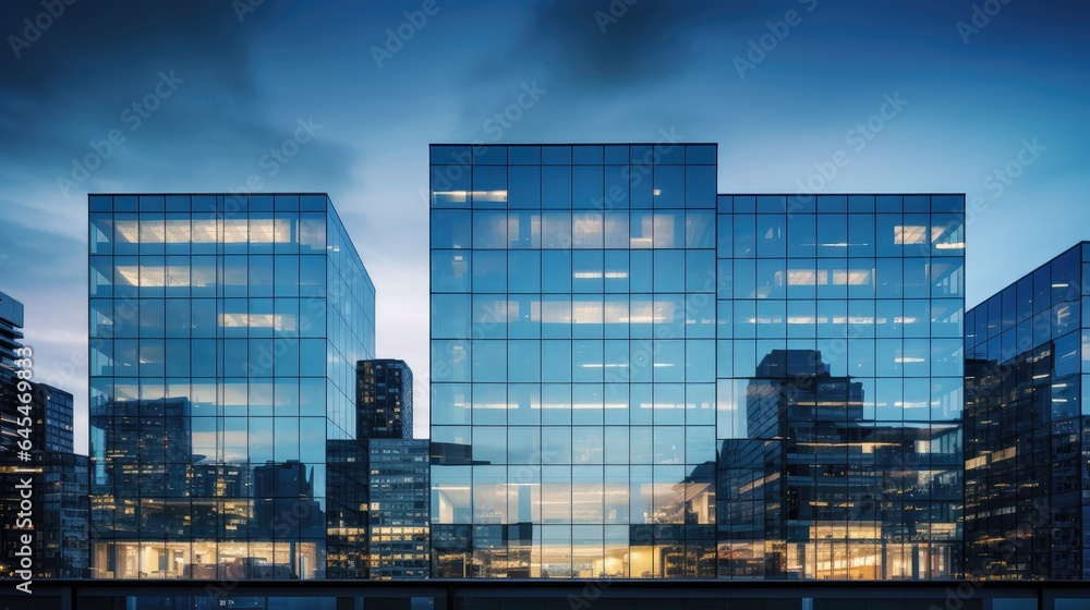 captivating image of a modern office building with a sleek glass facade ...