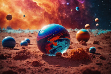 Wall Mural - abstract planets and space background