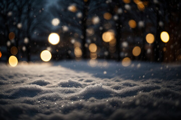 Wall Mural - Falling Snow down On The Black Background.