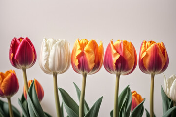 Wall Mural - Spring tulip flowers in a row