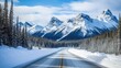 © piai - Winding road through the rocky mountains. Generative AI