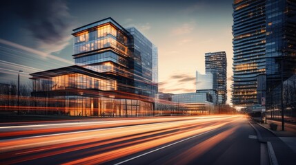 Photo captures the dynamic beauty of a city in the making, with a focus on modern house construction against an evening cityscape.