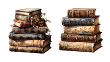 Stack Of Books Watercolor Clipart Illustration With Isolated Background