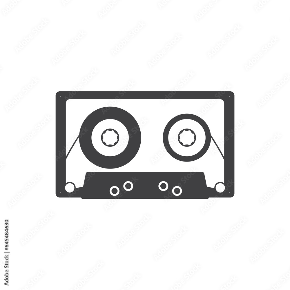 Cassette icon in flat style, Audio Cassette icon. Retro badge. isolated ...