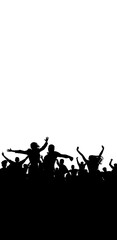 Wall Mural - Crowd of people, vertical banner. Music or sport fans, cheerful people. Vector illustration.