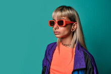 Confident Trendy Hipster Woman In Sunglasses