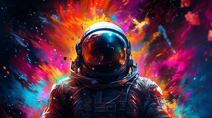 Wall Mural - AI-Generated Astronaut Odyssey: A Pop Art Exploration in a Surreal Galaxy