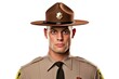 High Key Image of Drill Sergeant Hat against Military Costume as Occupation for Police and Military Personnel